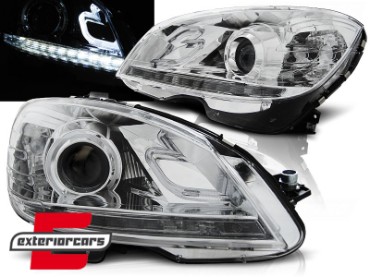Prednja svjetla LED DRL Facelift look (chrome) / Mercedes C klasa W204 S204 limuzina karavan (2007-2010), LPME88