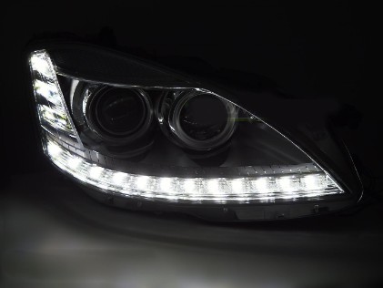 Prednja svjetla LED DRL Facelift look (chrome) / Mercedes S-klasa W221 (2005-2009), LPMEF6