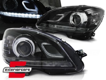 Prednja svjetla LED DRL Facelift look (crna) / Mercedes C klasa W204 S204 limuzina karavan (2007-2010), LPME89