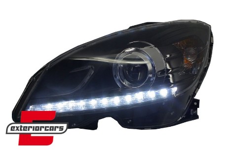 Prednja svjetla LED DRL Facelift look (crna) / Mercedes C klasa W204 S204 limuzina karavan (2007-2010), LPME89