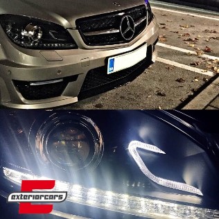 Prednja svjetla LED DRL Facelift look (crna) / Mercedes C klasa W204 S204 limuzina karavan (2007-2010), LPME89