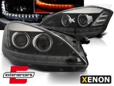 Prednja svjetla LED DRL Facelift look (crna) / Mercedes S-klasa W221 (2005-2009), LPMEA2