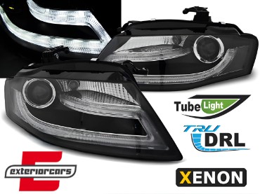 Prednja svjetla LED DRL Facelift look XENON (crna) / Audi A4 B8 (2008-2011), LPAUD2