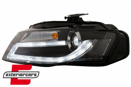 Prednja svjetla LED DRL Facelift look XENON (crna) / Audi A4 B8 (2008-2011), LPAUD2