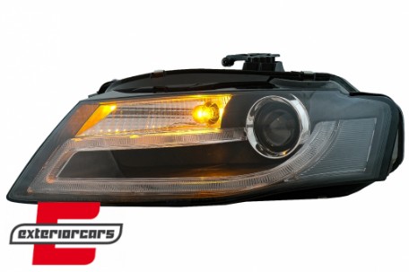 Prednja svjetla LED DRL Facelift look XENON (crna) / Audi A4 B8 (2008-2011), LPAUD2