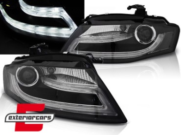 Prednja svjetla LED DRL Facelift Xenon look (crna) / Audi A4 B8 (2008-2011), LPAUD0
