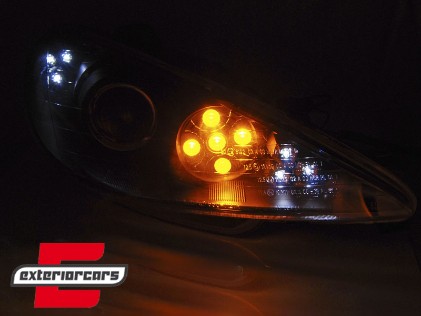 Prednja svjetla LED DRL LED žmigavci (chrome) / Peugeot 206 (2003-2009), LPPE50