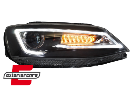 Prednja svjetla LED DRL SEQ žmigavci Bi-Xenon look (crna) / VW Jetta Mk6 VI (2011-2018), LPVWX0