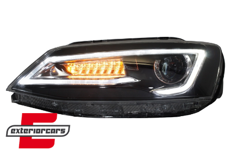 Prednja svjetla LED DRL SEQ žmigavci Bi-Xenon look (crna) / VW Jetta Mk6 VI (2011-2018), LPVWX0