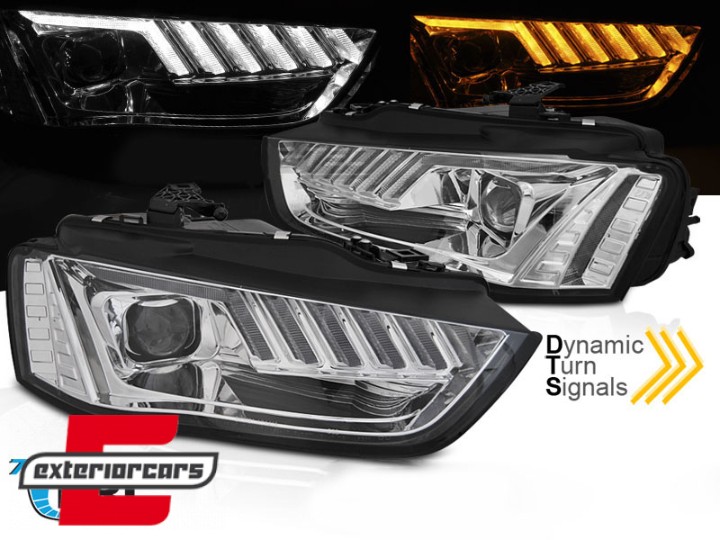 Prednja svjetla LED DRL SEQ žmigavci (chrome) / Audi A4 B8.5 Facelift (2012-2015), LPAUF9
