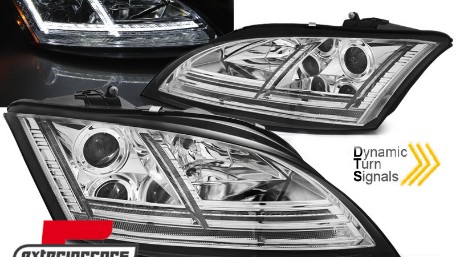 Prednja svjetla LED DRL SEQ žmigavci (chrome) / Audi TT 8J (2006-2010), LPAUE0