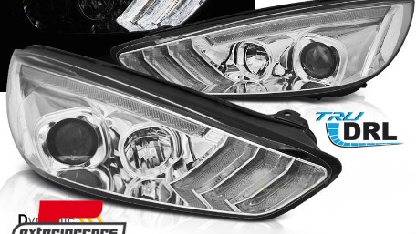 Prednja svjetla LED DRL SEQ žmigavci (chrome) / / Ford Focus Mk3 Facelift (2014-2018), LPFO80