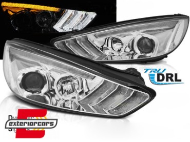 Prednja svjetla LED DRL SEQ žmigavci (chrome) / / Ford Focus Mk3 Facelift (2014-2018), LPFO80