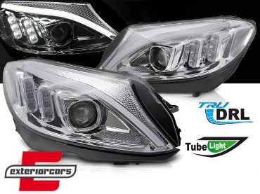 Prednja svjetla LED DRL SEQ žmigavci (chrome) / Mercedes C-klasa W205 S205 A205 C205 (2014-2018), LPMEE6