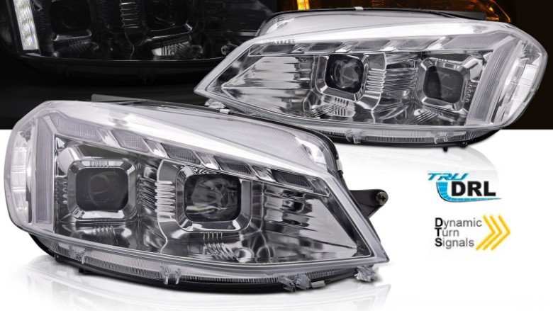 Prednja svjetla LED DRL SEQ žmigavci (chrome) / VW Golf 7.5 Facelift (2017-2019), LPVWX4