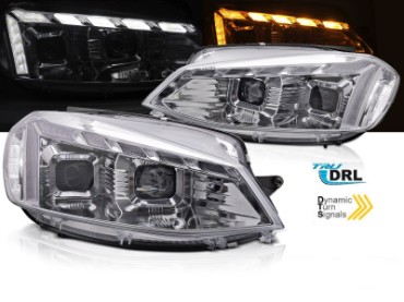 Prednja svjetla LED DRL SEQ žmigavci (chrome) / VW Golf 7.5 Facelift (2017-2019), LPVWX4