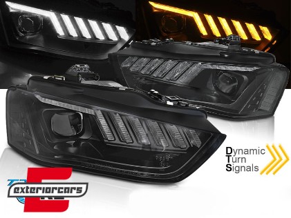 Prednja svjetla LED DRL SEQ žmigavci (crna) / Audi A4 B8.5 Facelift (2012-2015), LPAUG0