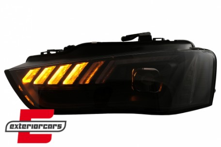 Prednja svjetla LED DRL SEQ žmigavci (crna) / Audi A4 B8.5 Facelift (2012-2015), LPAUG0