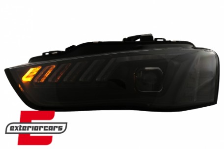 Prednja svjetla LED DRL SEQ žmigavci (crna) / Audi A4 B8.5 Facelift (2012-2015), LPAUG0