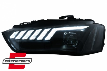 Prednja svjetla LED DRL SEQ žmigavci (crna) / Audi A4 B8.5 Facelift (2012-2015), LPAUG0