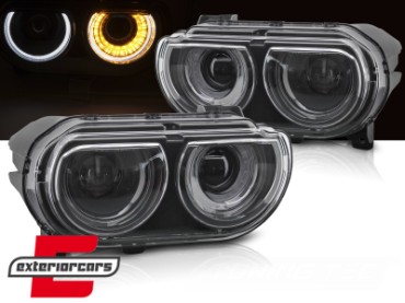 Prednja svjetla LED DRL SEQ žmigavci (crna) / Dodge Challenger (2008-2014), LPDO29