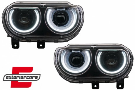 Prednja svjetla LED DRL SEQ žmigavci (crna) / Dodge Challenger (2008-2014), LPDO29