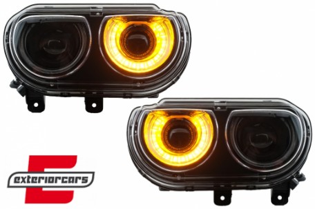 Prednja svjetla LED DRL SEQ žmigavci (crna) / Dodge Challenger (2008-2014), LPDO29