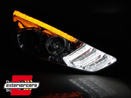 Prednja svjetla LED DRL SEQ žmigavci (crna) / / Ford Focus Mk3 Facelift (2014-2018), LPFO81