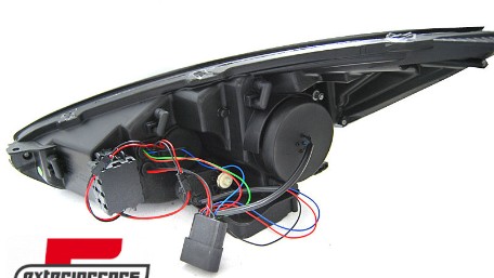 Prednja svjetla LED DRL SEQ žmigavci (crna) / / Ford Focus Mk3 Facelift (2014-2018), LPFO81