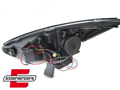 Prednja svjetla LED DRL SEQ žmigavci (crna) / / Ford Focus Mk3 Facelift (2014-2018), LPFO81