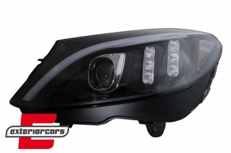 Prednja svjetla LED DRL SEQ žmigavci (crna) / Mercedes C-klasa W205 S205 A205 C205 (2014-2018), LPMEE7