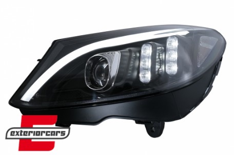 Prednja svjetla LED DRL SEQ žmigavci (crna) / Mercedes C-klasa W205 S205 A205 C205 (2014-2018), LPMEE7