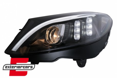 Prednja svjetla LED DRL SEQ žmigavci (crna) / Mercedes C-klasa W205 S205 A205 C205 (2014-2018), LPMEE7
