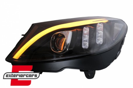 Prednja svjetla LED DRL SEQ žmigavci (crna) / Mercedes C-klasa W205 S205 A205 C205 (2014-2018), LPMEE7