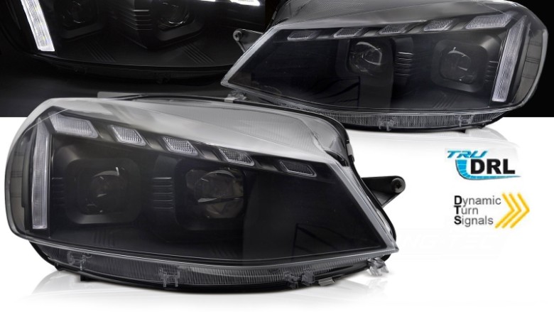 Prednja svjetla LED DRL SEQ žmigavci (crna) / VW Golf 7.5 Facelift (2017-2019), LPVWW1