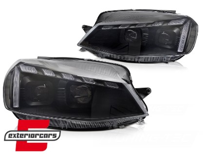 Prednja svjetla LED DRL SEQ žmigavci (crna) / VW Golf 7.5 Facelift (2017-2019), LPVWW1