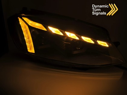 Prednja svjetla LED DRL SEQ žmigavci (crna) / VW Golf 7.5 Facelift (2017-2019), LPVWW1