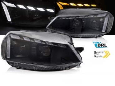 Prednja svjetla LED DRL SEQ žmigavci (crna) / VW Golf 7.5 Facelift (2017-2019), LPVWX5
