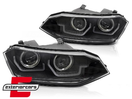 Prednja svjetla LED DRL SEQ žmigavci (crna) / VW Polo 2G (2017-2021), LPVWY2