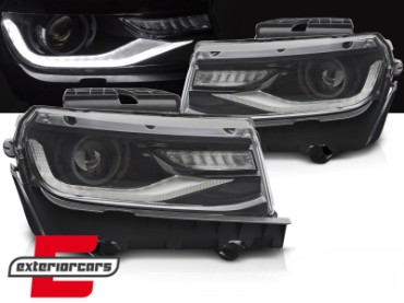 Prednja svjetla LED DRL SEQ žmigavci Facelift 2016 look (crna) / Chevrolet Camaro Mk5 Facelift (2013-2015), LPCT15