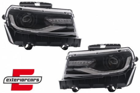 Prednja svjetla LED DRL SEQ žmigavci Facelift 2016 look (crna) / Chevrolet Camaro Mk5 Facelift (2013-2015), LPCT15