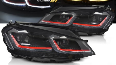 Prednja svjetla LED DRL SEQ žmigavci Facelift G7.5 GTI look / VW Golf 7 VII (2012-2017), LPVX06
