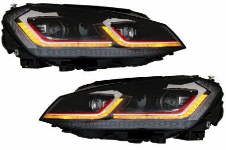 Prednja svjetla LED DRL SEQ žmigavci Facelift G7.5 GTI look / VW Golf 7 VII (2012-2017), LPVX06