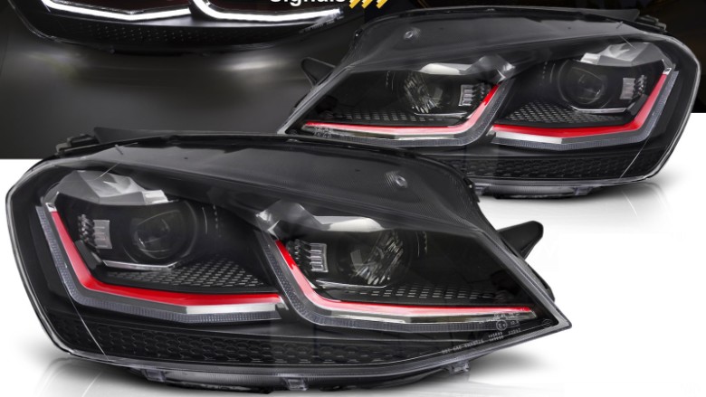 Prednja svjetla LED DRL SEQ žmigavci Facelift G7.5 GTI look / VW Golf 7 VII (2012-2017), LPVX27