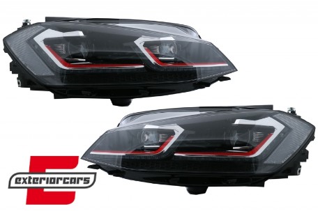 Prednja svjetla LED DRL SEQ žmigavci GTI look / VW Golf 7.5 Facelift (2017-2019), LPVX10
