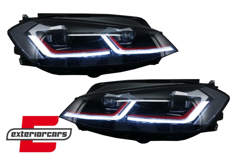 Prednja svjetla LED DRL SEQ žmigavci GTI look / VW Golf 7.5 Facelift (2017-2019), LPVX10