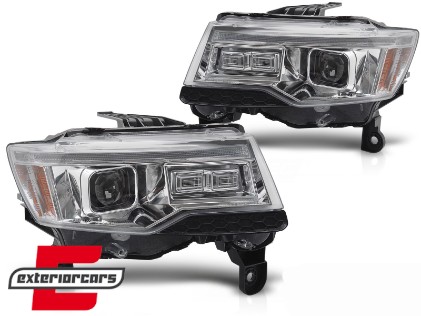 Prednja svjetla LED DRL SEQ žmigavci TubeLight dizajn XENON (chrome) / Jeep Grand Cherokee WK2 Facelift (2014-2021), LPCH37