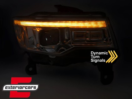 Prednja svjetla LED DRL SEQ žmigavci TubeLight dizajn XENON (chrome) / Jeep Grand Cherokee WK2 Facelift (2014-2021), LPCH37