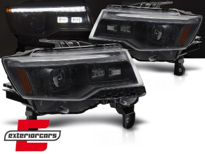 Prednja svjetla LED DRL SEQ žmigavci TubeLight dizajn XENON (crna) / Jeep Grand Cherokee WK2 Facelift (2014-2021), LPCH38