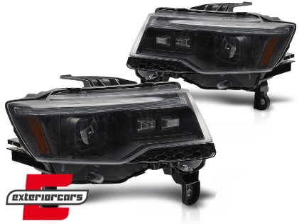 Prednja svjetla LED DRL SEQ žmigavci TubeLight dizajn XENON (crna) / Jeep Grand Cherokee WK2 Facelift (2014-2021), LPCH38